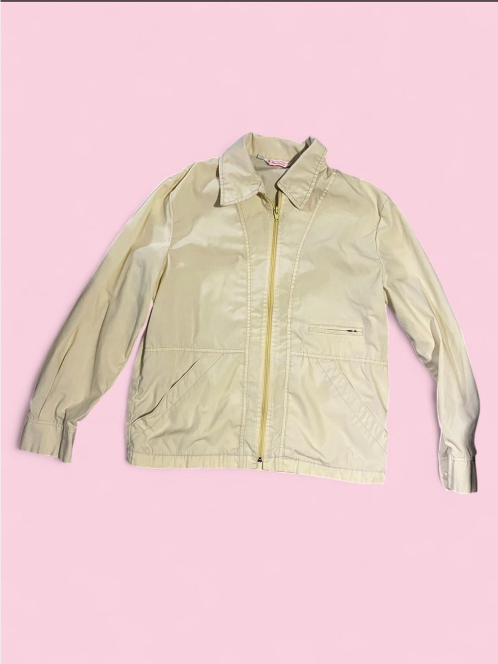 Yellow Vintage Collared Windbreaker Jacket